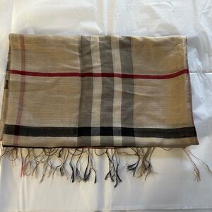 Plaid Scarf with Red and Black Accents